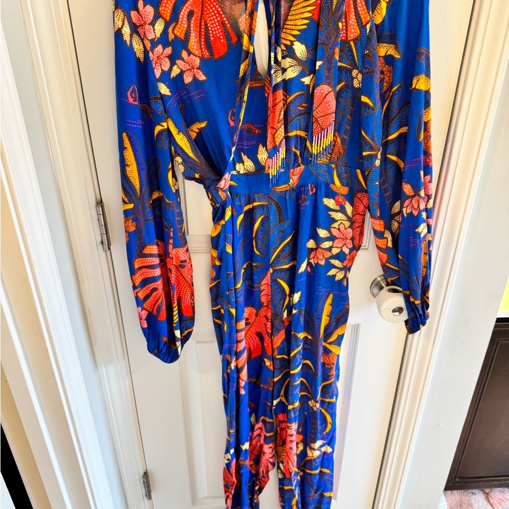 FARM Rio Tropical Blue and Pink Jumpsuit Size XS EUC - Picture 6 of 7
